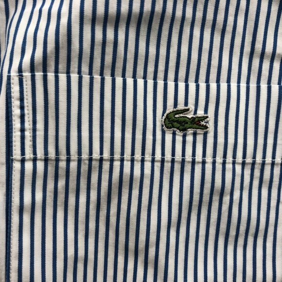 Lacoste Men's Shirt Size 42 FLAW Striped Long Sleeve Button Up Classic Blue - Picture 11 of 16
